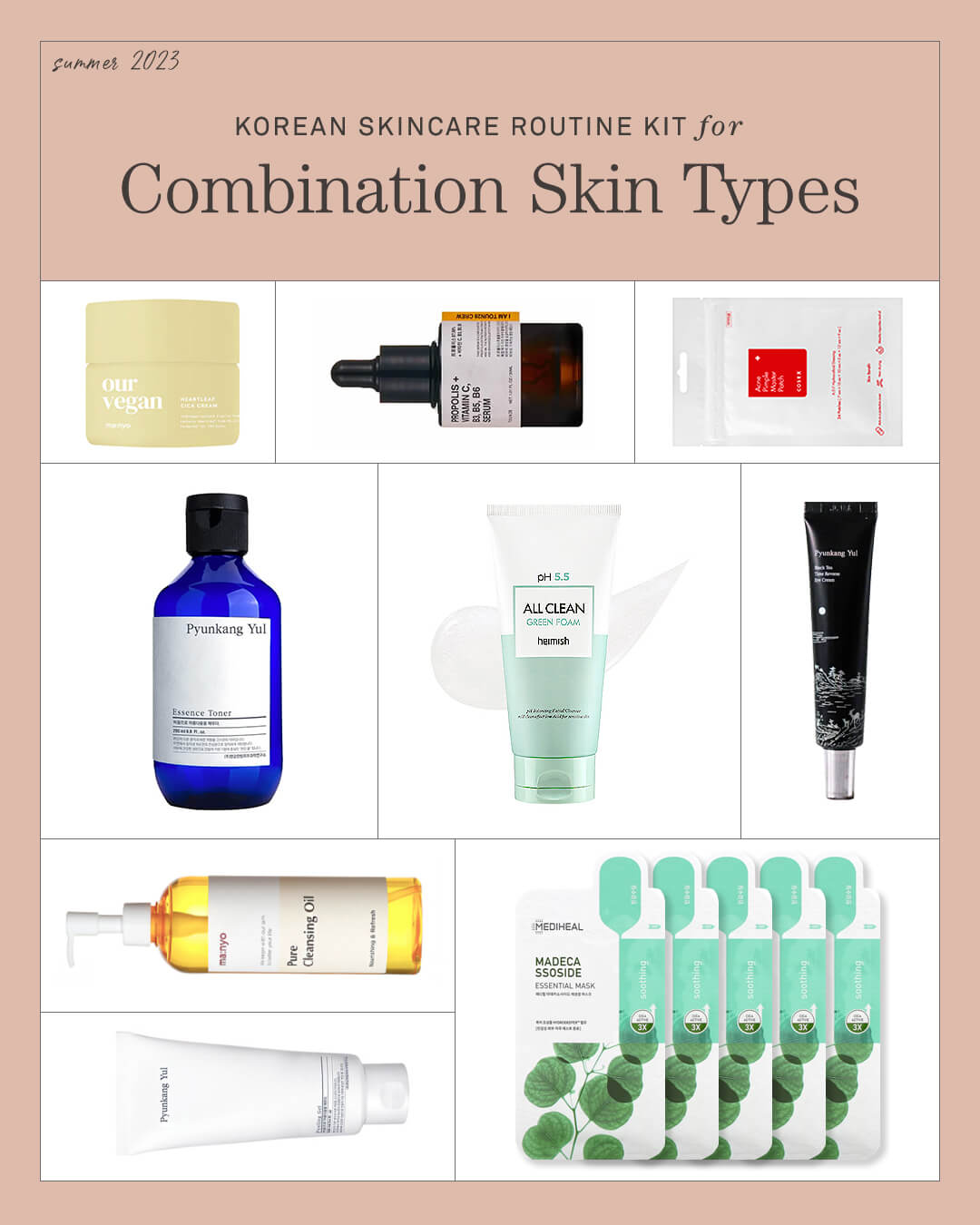 Ohlolly Korean Skincare Best Seller K-beauty Routine Kit for Combination Skin